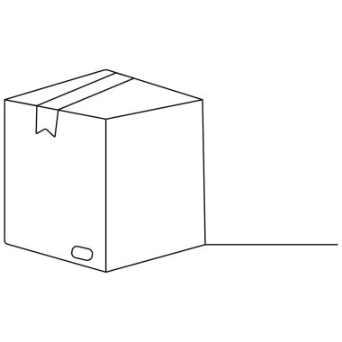 Karton kutu simgesi sürekli bir satır çizimi vektör çizimi