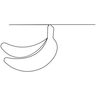  Muz simgesi ana hatlı vektör illüstrasyonunun sürekli bir çizgi çizimi