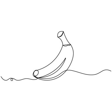  Muz simgesi ana hatlı vektör illüstrasyonunun sürekli bir çizgi çizimi