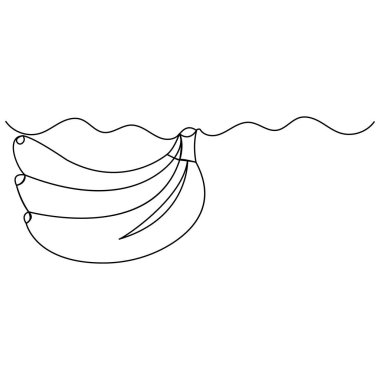  Muz simgesi ana hatlı vektör illüstrasyonunun sürekli bir çizgi çizimi