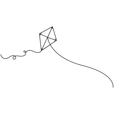 Uçurtma simgesi sürekli bir çizgi çizimi vektör çizimi