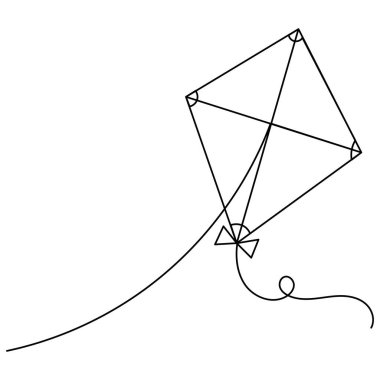 Uçurtma simgesi sürekli bir çizgi çizimi vektör çizimi