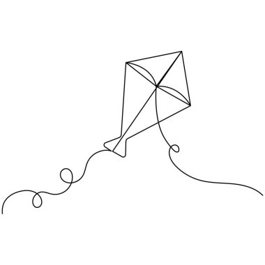Uçurtma simgesi sürekli bir çizgi çizimi vektör çizimi