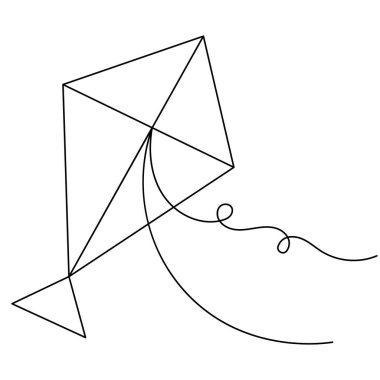 Uçurtma simgesi sürekli bir çizgi çizimi vektör çizimi