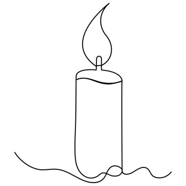 Mum simgesi tek çizgi sanatı, izole edilmiş dış hat vektör sanatının sürekli tek çizgi çizimi