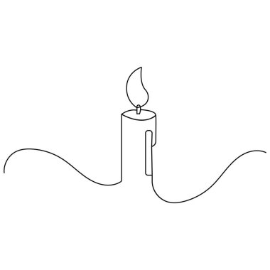 Mum simgesi tek çizgi sanatı, izole edilmiş dış hat vektör sanatının sürekli tek çizgi çizimi