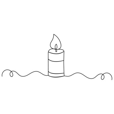 Mum simgesi tek çizgi sanatı, izole edilmiş dış hat vektör sanatının sürekli tek çizgi çizimi