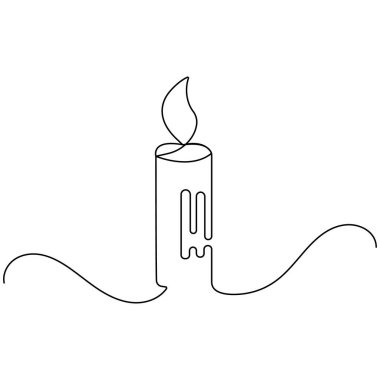 Mum simgesi tek çizgi sanatı, izole edilmiş dış hat vektör sanatının sürekli tek çizgi çizimi