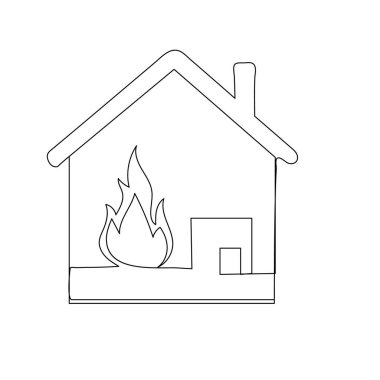 Ev simgesi tek çizgi sanatı, izole edilmiş dış hat çizimi aralıksız tek çizgi çizimi.