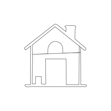 Ev simgesi tek çizgi sanatı, izole edilmiş dış hat çizimi aralıksız tek çizgi çizimi.