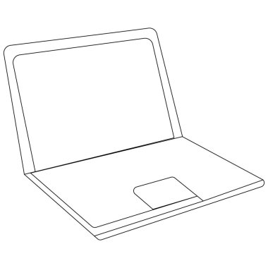 Dizüstü bilgisayar simgesi tek çizgi sanatı, izole edilmiş dış hat çizimi aralıksız tek çizgi çizimi