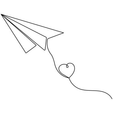 Kağıt düzlem simgesi sürekli bir çizgi çizer.