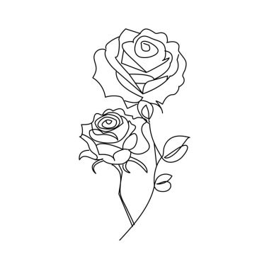 Gül çiçeği sürekli bir çizgi ana hatlı vektör çizimi minimalist tasarım sevgililer günü ikonu