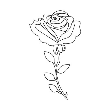 Gül çiçeği sürekli bir çizgi ana hatlı vektör çizimi minimalist tasarım sevgililer günü ikonu