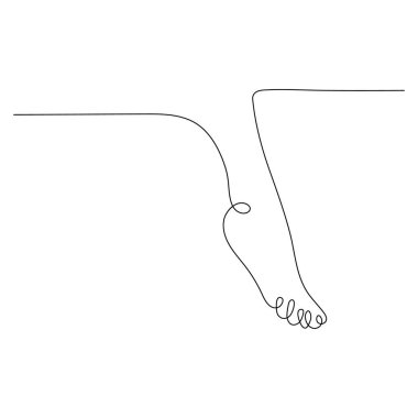 İnsan ayağı simgesi ana hatlı vektör çiziminin sürekli bir çizimi