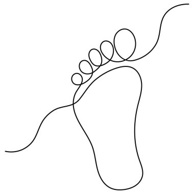 İnsan ayağı simgesi ana hatlı vektör çiziminin sürekli bir çizimi