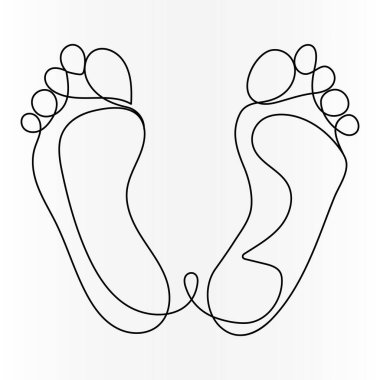 İnsan ayağı simgesi ana hatlı vektör çiziminin sürekli bir çizimi