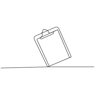 Kontrol listesi simgesine sahip pano ana hatlı vektör illüstrasyonunun sürekli tek satır çizimi