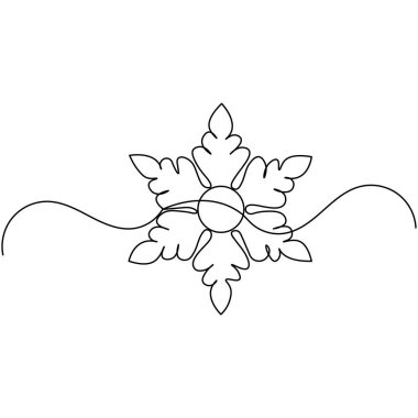 Kar Tanesi simgesi ana hatlı vektör illüstrasyonunun sürekli bir çizgi çizimi 