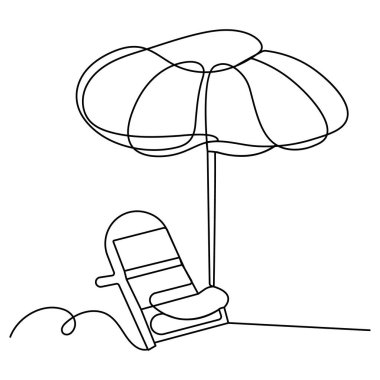 Plaj sandalyesi simgesi sürekli ana hatlı vektör çizimi