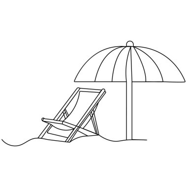 Plaj sandalyesi simgesi sürekli ana hatlı vektör çizimi
