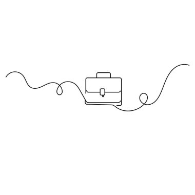 Evrak çantası simgesi sürekli bir çizgi çizimi vektör çizimi