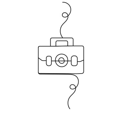 Evrak çantası simgesi sürekli bir çizgi çizimi vektör çizimi