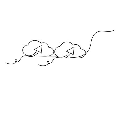 Bulut Depolama simgesi sürekli bir çizgi çizimi vektör simgesi