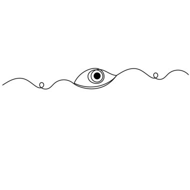 Gözler aralıksız bir çizgi ana hatlı vektör simgesi çizer