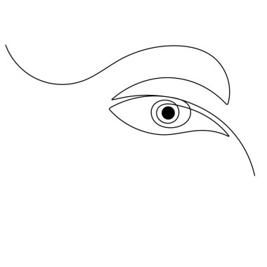 Gözler aralıksız bir çizgi ana hatlı vektör simgesi çizer