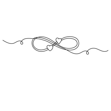 Sonsuzluk sembolü sürekli bir çizgi ana hatlı vektör simgesi çiziyor 