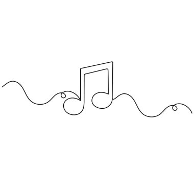 Müzik notası simgesi ana hatlı vektör illüstrasyonunun sürekli bir çizgi çizimi 