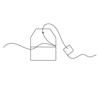 Çay poşeti sürekli bir satır ana hatlı vektör simgesi çizer 