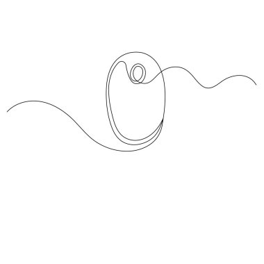 Bilgisayar faresi simgesi sürekli bir satır ana hatlı vektör çizimi