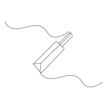Kriket sopası tek çizgi çizimi yarasa ana hatlı vektör simgesi