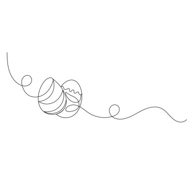 Yumurta simgesi, dış hat vektör illüstrasyonunun sürekli bir çizgi çizimi