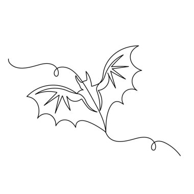 Cadılar Bayramı yarasası ana hatlı vektör illüstrasyonunun aralıksız bir çizimi