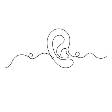 İnsan kulağı simgesi sürekli bir çizgi çizer.