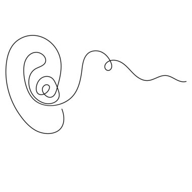 İnsan kulağı simgesi sürekli bir çizgi çizer.