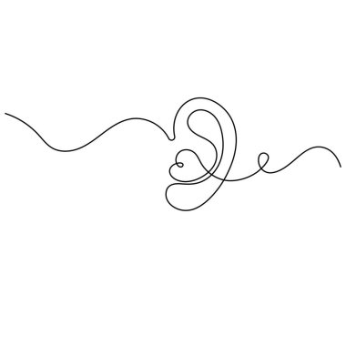 İnsan kulağı simgesi sürekli bir çizgi çizer.