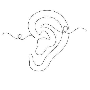 İnsan kulağı simgesi sürekli bir çizgi çizer.
