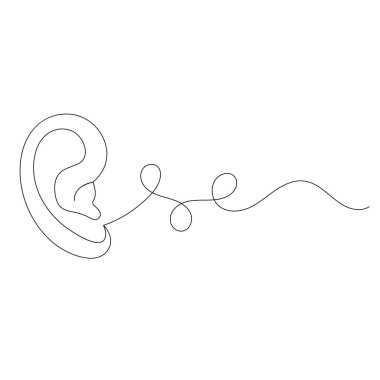 İnsan kulağı simgesi sürekli bir çizgi çizer.