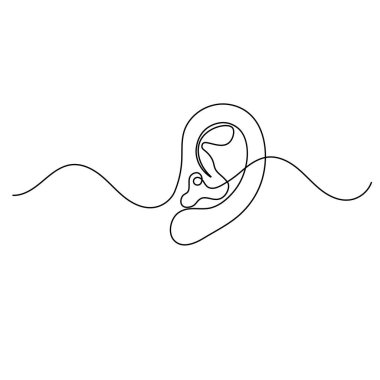 İnsan kulağı simgesi sürekli bir çizgi çizer.