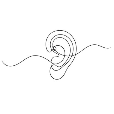 İnsan kulağı simgesi sürekli bir çizgi çizer.