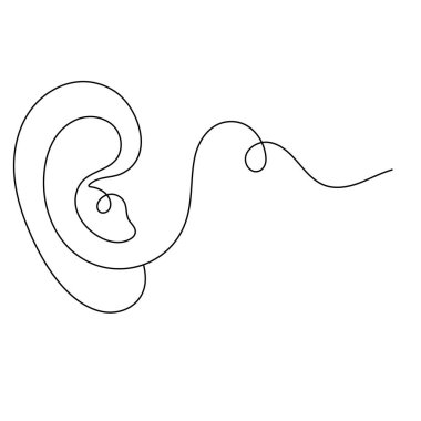 İnsan kulağı simgesi sürekli bir çizgi çizer.