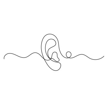 İnsan kulağı simgesi sürekli bir çizgi çizer.