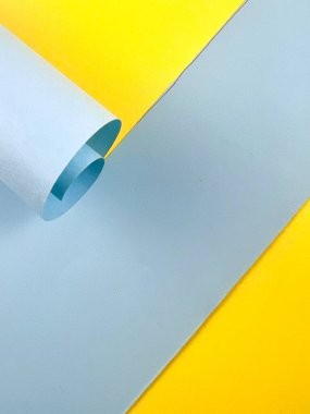 Sarı ve mavi kağıt katlama el sanatları reklam, medya, arka plan, yazı ve diğer kreasyonlar için