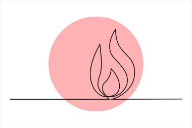 Şenlik ateşi ana hatlı vektör sanatının aralıksız tek çizgi çizimi