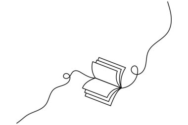 Kitap çizimlerinin kesintisiz tek satır çizimi konsept ana hatlı vektör çizimi