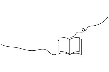 Kitap çizimlerinin kesintisiz tek satır çizimi konsept ana hatlı vektör çizimi